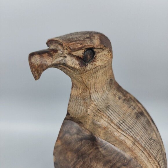 Vintage Ironwood Hawk Falcon Eagle Hand Carved Wooden Figurine Statue Bird 11" - Picture 2 of 9